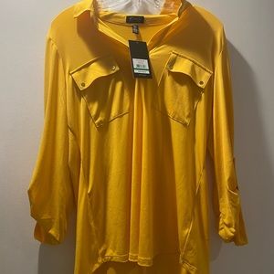 NWT new with tags Jones New York golden yellow top shirt size Large